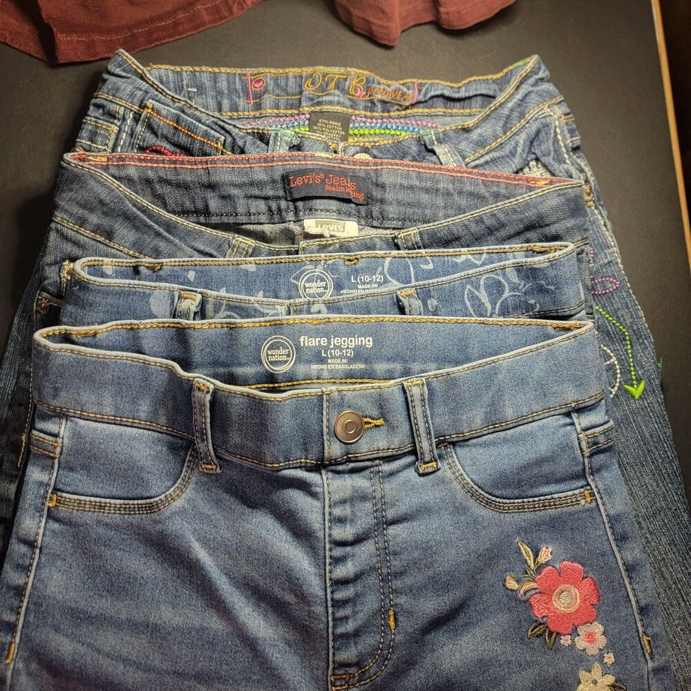 Bundle Kids Jeans 4 Pairs Sz 8-12 Fits Like 10/12